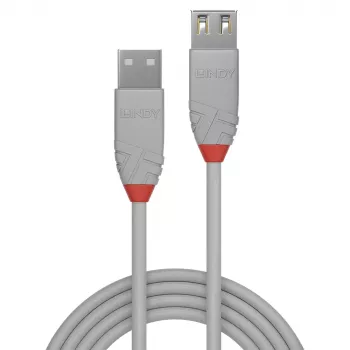 Lindy 0,5 m USB 2.0 Typ A Przedłużacz, Anthra Line, Szary