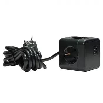 Microconnect GRUCUBE2USB-B3 listwa zasilająca 3 m 3 gniazda AC Wewnętrzna Czarny