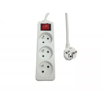 Listwa zasilająca MicroConnect MC-PSOO030150FRW 3-gniazdowa z indywidualnymi przełącznikami wł./wył.