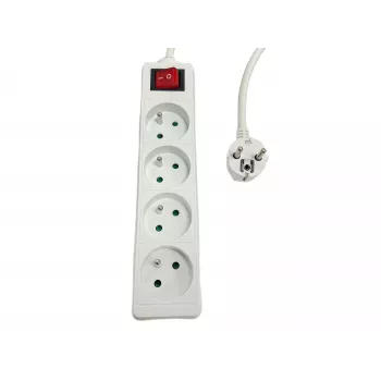Listwa zasilająca MicroConnect MC-PSOO040500FRW — 4-gniazdowa z indywidualnymi przełącznikami On/Off