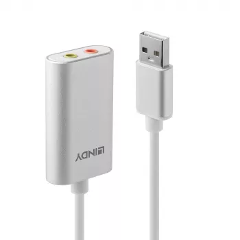 Konwerter audio Lindy USB Type A na Audio, srebrny/biały, 25 g