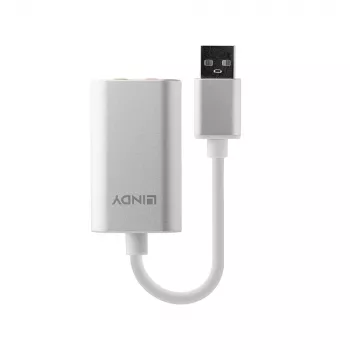 Konwerter audio Lindy USB Type A na Audio, srebrny/biały, 25 g
