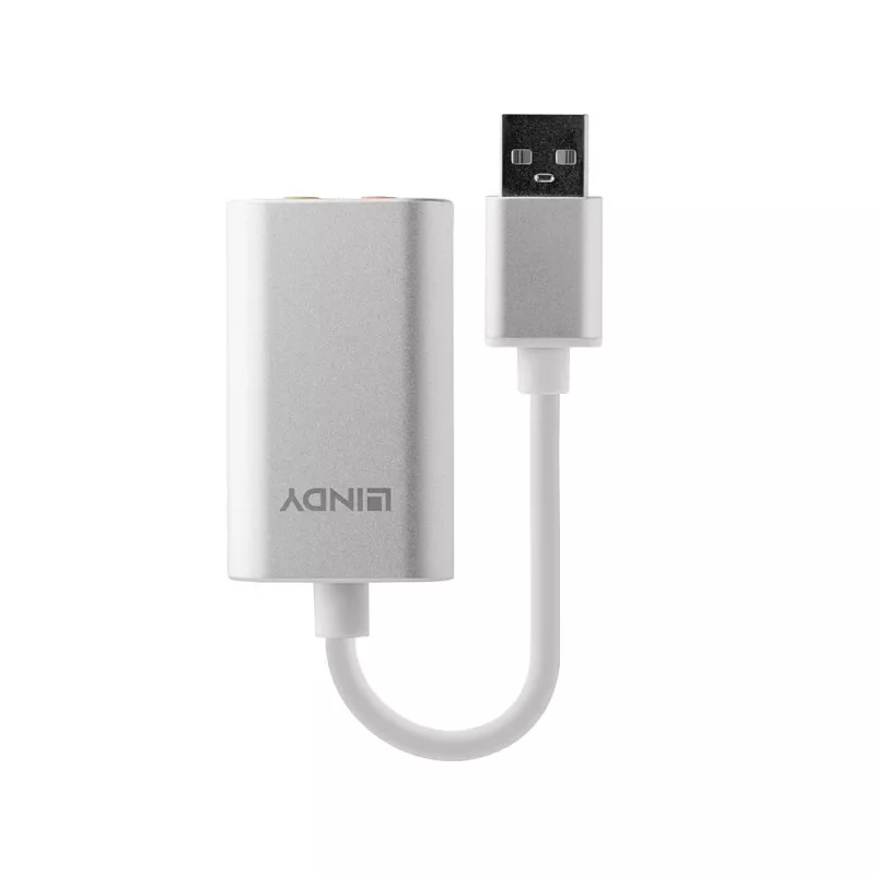 Konwerter audio Lindy USB Type A na Audio, srebrny/biały, 25 g