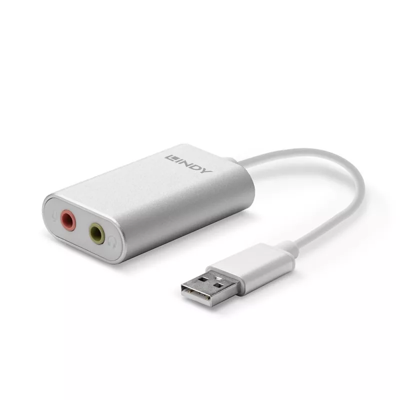 Konwerter audio Lindy USB Type A na Audio, srebrny/biały, 25 g