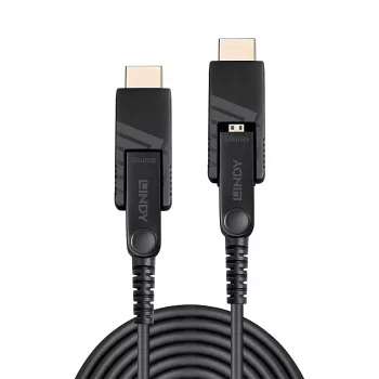 Lindy 20m Hybrydowy kabel światłowodowy Micro-HDMI 18G z odłączanymi złączami HDMI i DVI