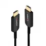 Hybrydowy kabel HDMI światłowodowy Lindy 15 m, Ultra High Speed 48 Gbit/s, HDMI 2.1, pozłacane złącza, czarny