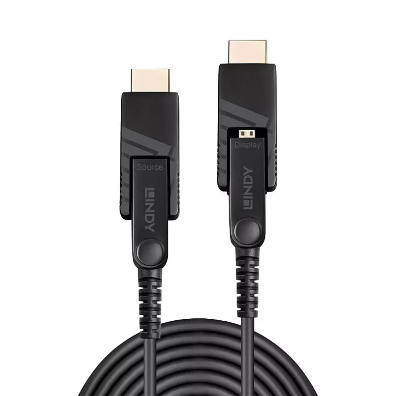 Lindy 50m światłowodowy hybrydowy kabel Micro-HDMI 18G z odłączanymi złączami HDMI i DVI