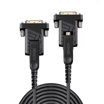 Lindy 50m światłowodowy hybrydowy kabel Micro-HDMI 18G z odłączanymi złączami HDMI i DVI