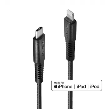 Lindy 1m Wzmocniony kabel USB Type C do Lightning do ładowania i synchronizacji