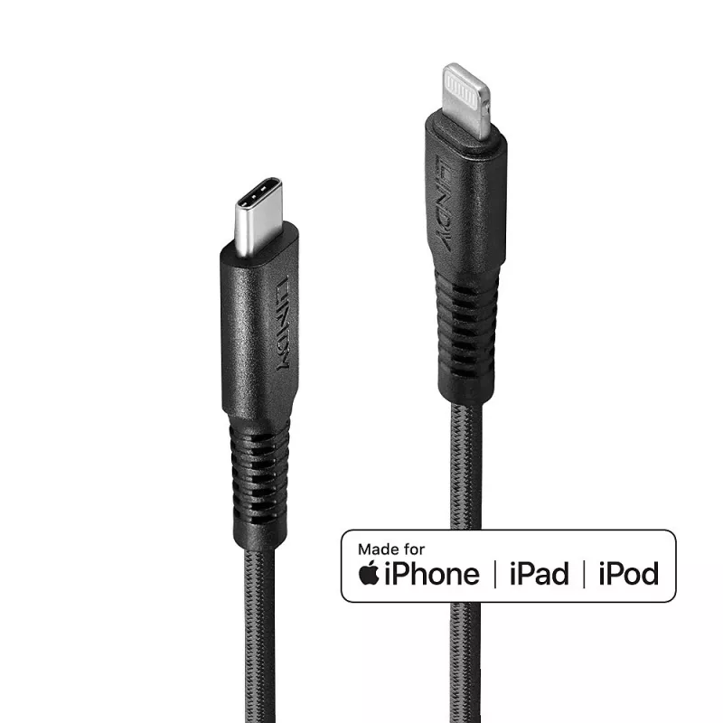Lindy 1m Wzmocniony kabel USB Type C do Lightning do ładowania i synchronizacji