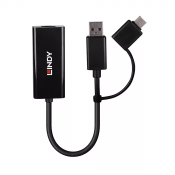 Lindy USB 3.2 Gen 1 Gigabit Ethernet Converter Wired USB Ethernet 5000 Mbit/s Czarny