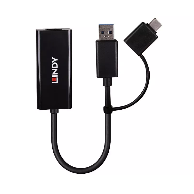 Lindy USB 3.2 Gen 1 Gigabit Ethernet Converter Wired USB Ethernet 5000 Mbit/s Czarny