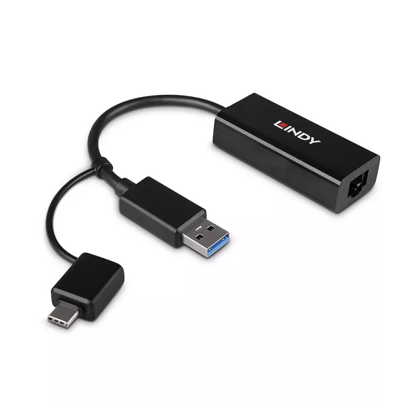 Lindy USB 3.2 Gen 1 Gigabit Ethernet Converter Wired USB Ethernet 5000 Mbit/s Czarny
