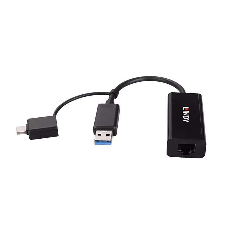 Lindy USB 3.2 Gen 1 Gigabit Ethernet Converter Wired USB Ethernet 5000 Mbit/s Czarny