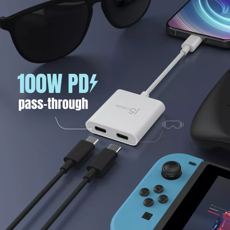 Adapter USB-C na podwójny USB-C j5create JCA164-N 3840x2160 240 Hz