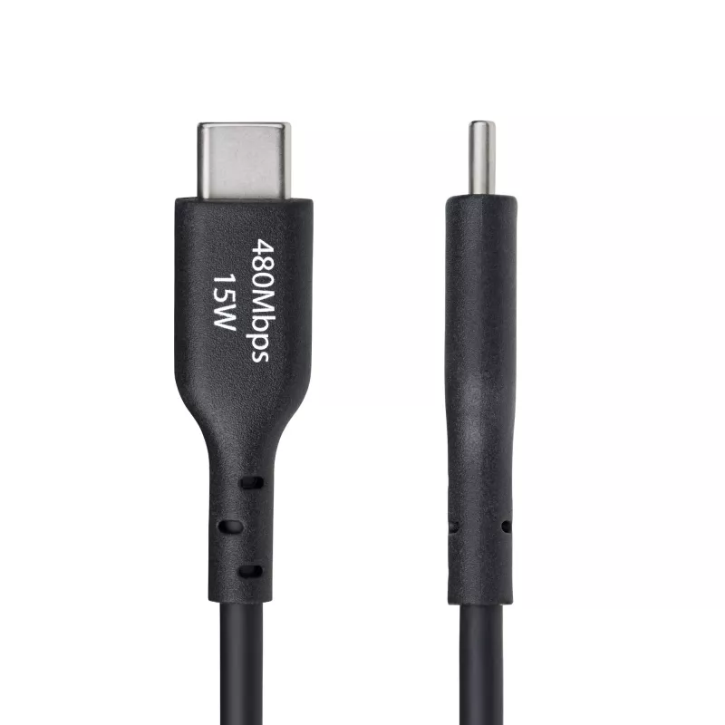StarTech.com Kabel ładujący USB-A na USB-C 0,3 m, ładowanie i synchronizacja, 3 A, USB 2.0, osłona TPE - czarny przewód ładujący USB