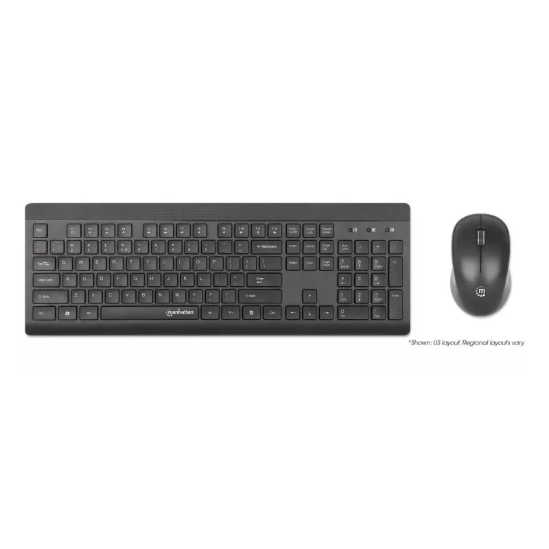 Klawiatura Manhattan 180771 Bezprzewodowa QWERTY Czarna Mysz w zestawie