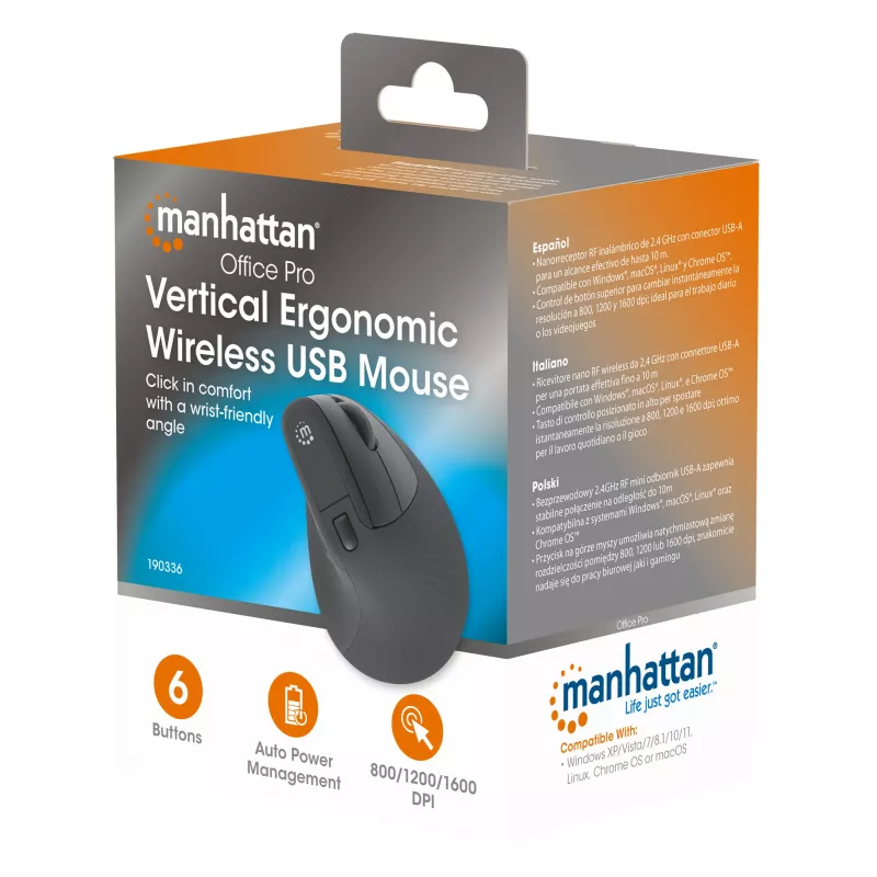 Mysz bezprzewodowa Manhattan Ergonomic Vertical Right Handed RF