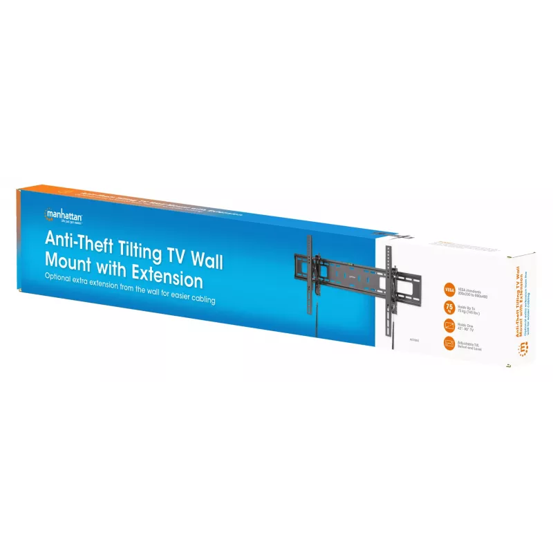 Manhattan TV & Monitor Mount Anti Theft Wall Tilt 43-100 Czarny VESA 200x200 do 800x400mm Max 75kg