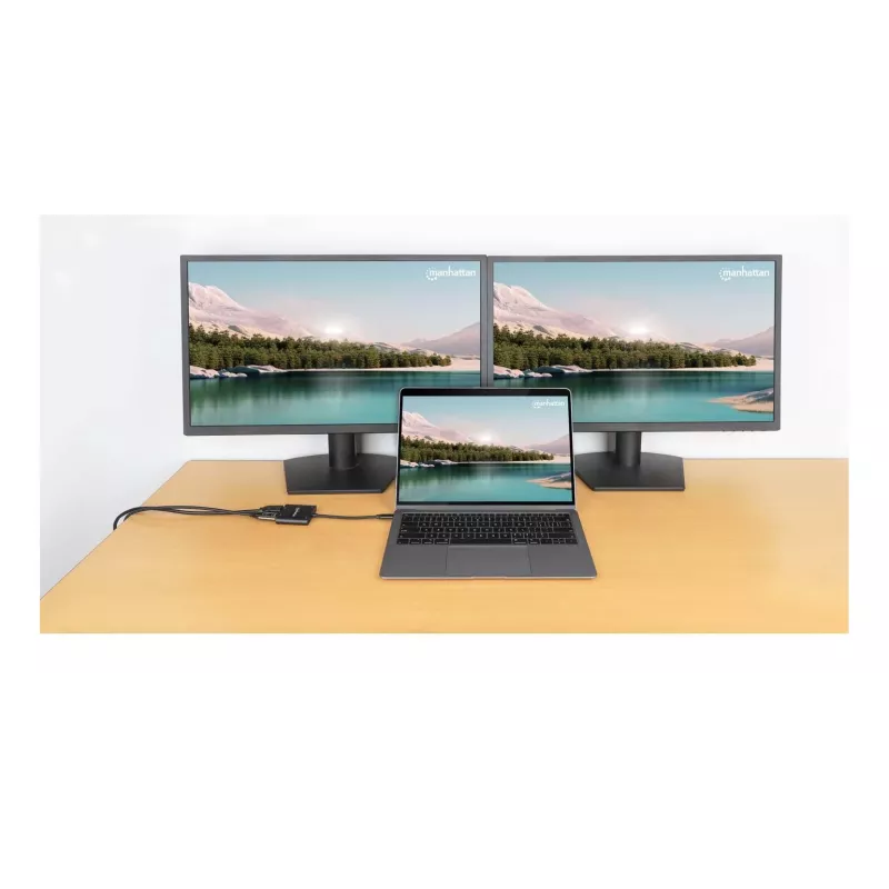 Adapter wieloportowy Manhattan 154321 USB Type-C na 2 HDMI USB-A Power Delivery 100W