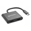 Adapter wieloportowy Manhattan 154321 USB Type-C na 2 HDMI USB-A Power Delivery 100W