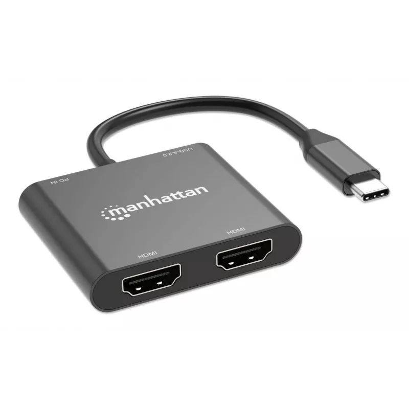 Adapter wieloportowy Manhattan 154321 USB Type-C na 2 HDMI USB-A Power Delivery 100W