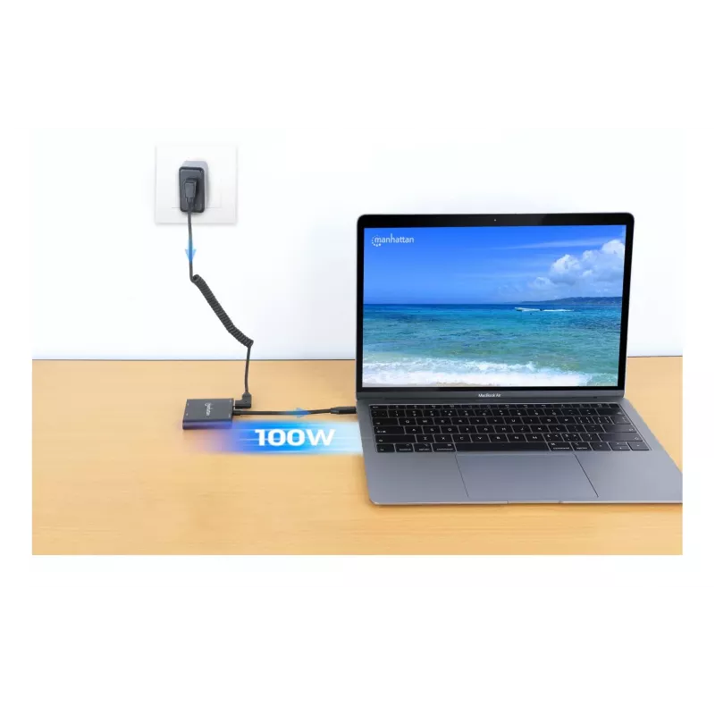 Adapter wieloportowy Manhattan 154321 USB Type-C na 2 HDMI USB-A Power Delivery 100W