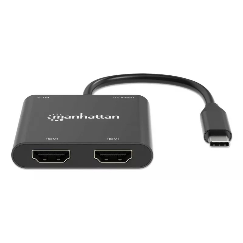 Adapter wieloportowy Manhattan 154321 USB Type-C na 2 HDMI USB-A Power Delivery 100W