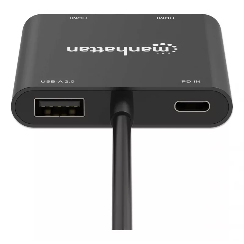 Adapter wieloportowy Manhattan 154321 USB Type-C na 2 HDMI USB-A Power Delivery 100W