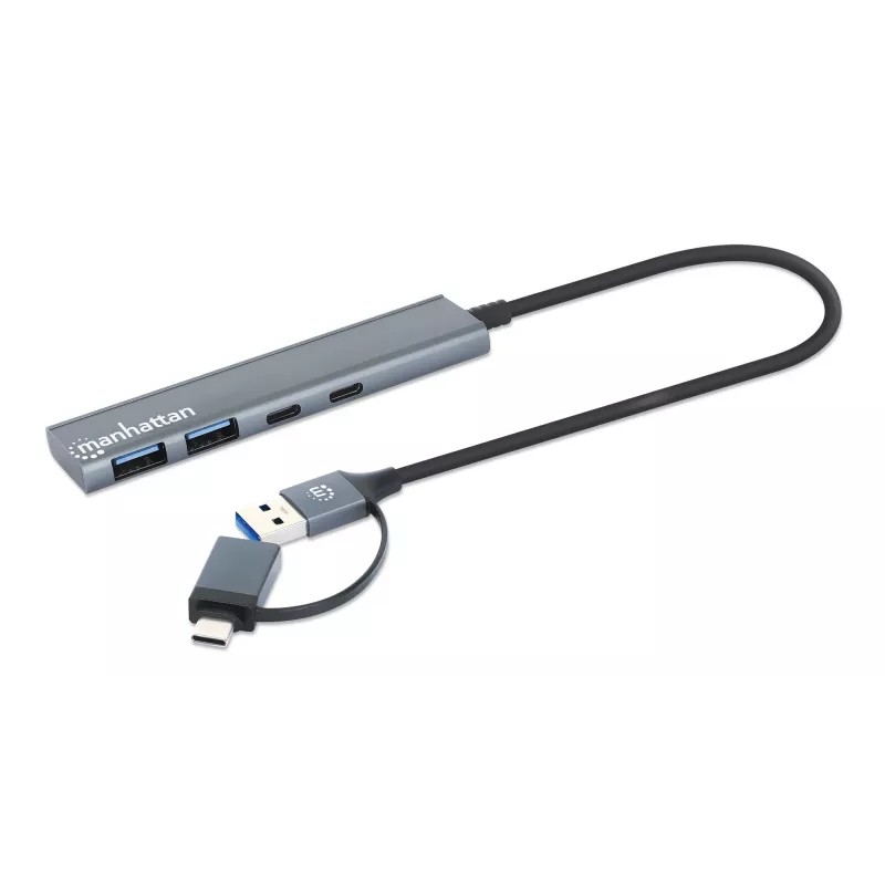 Stacja dokująca/hub combo USB-C i USB-A Manhattan 4 porty 5 Gb/s aluminium