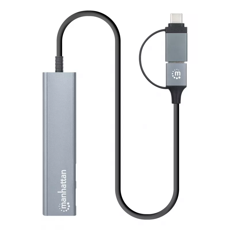 Stacja dokująca/hub combo USB-C i USB-A Manhattan 4 porty 5 Gb/s aluminium