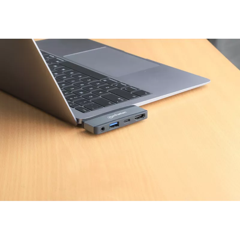Podróżna stacja dokująca USB-C Manhattan 190404 4 porty HDMI USB-A USB-C 3,5 mm