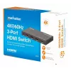 HDMI Switch 3x1 MANHATTAN 18G Automatyczny Ręczny Pilot IR Czarny