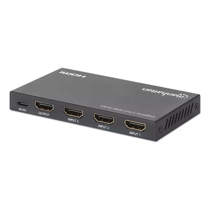 HDMI Switch 3x1 MANHATTAN 18G Automatyczny Ręczny Pilot IR Czarny