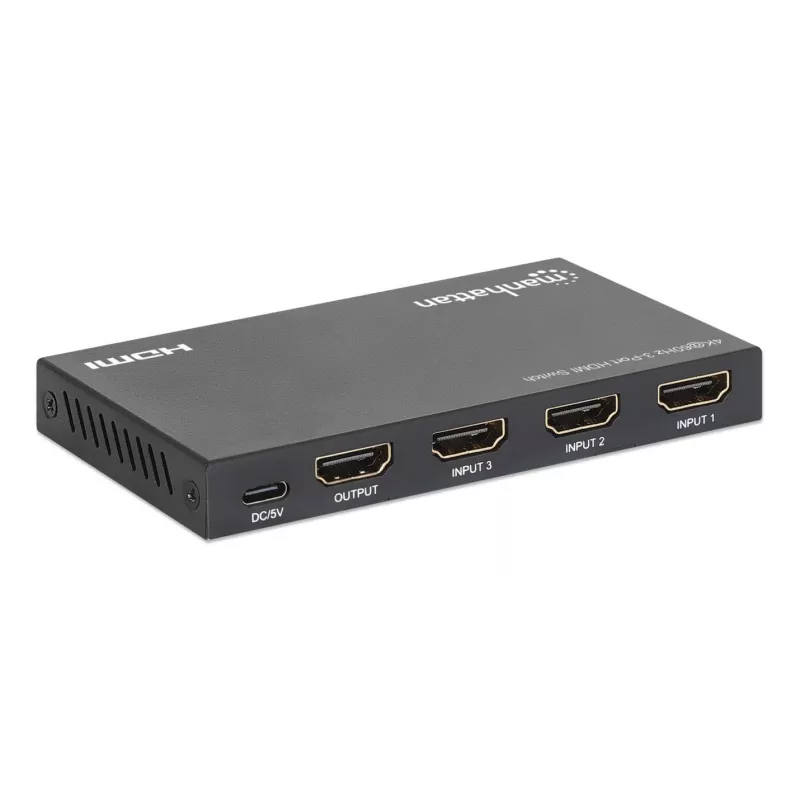 HDMI Switch 3x1 MANHATTAN 18G Automatyczny Ręczny Pilot IR Czarny