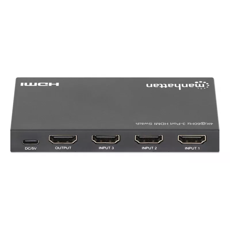 HDMI Switch 3x1 MANHATTAN 18G Automatyczny Ręczny Pilot IR Czarny