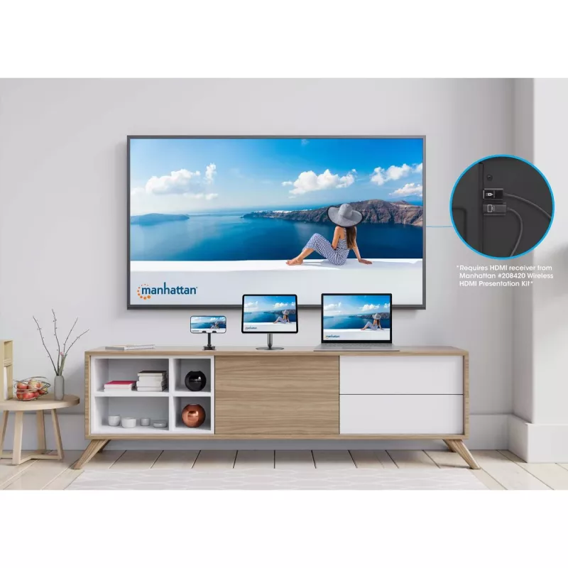 Nadajnik AV Manhattan 208437 1920x1080 30 m bezprzewodowy USB Type-C