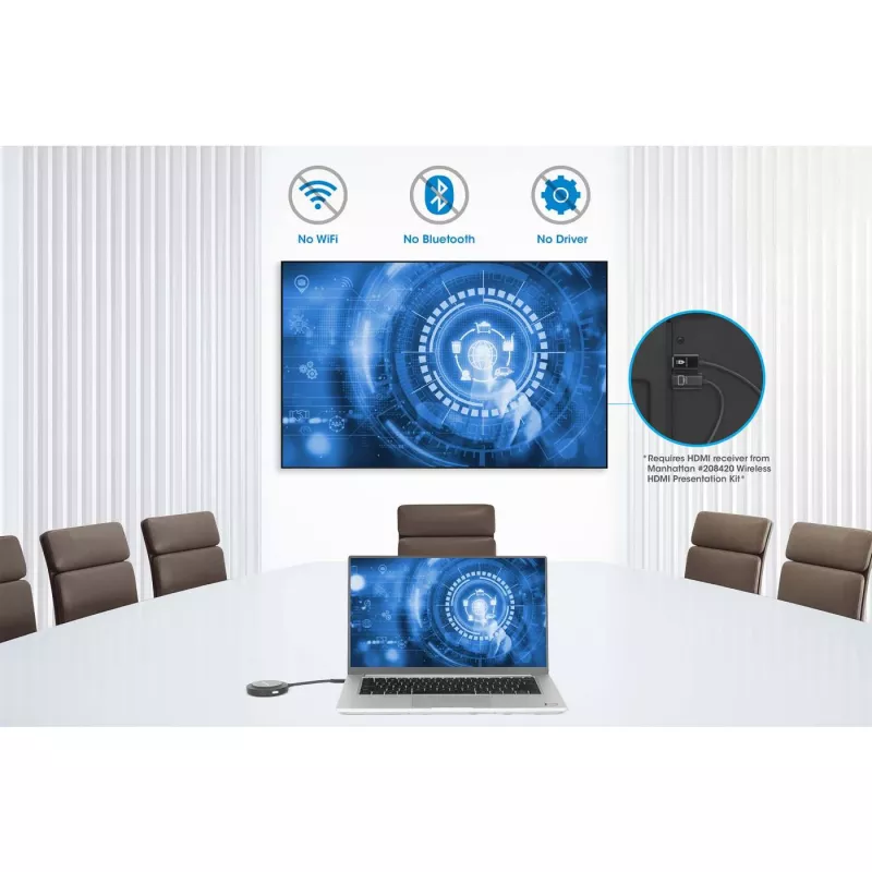 Nadajnik AV Manhattan 208437 1920x1080 30 m bezprzewodowy USB Type-C