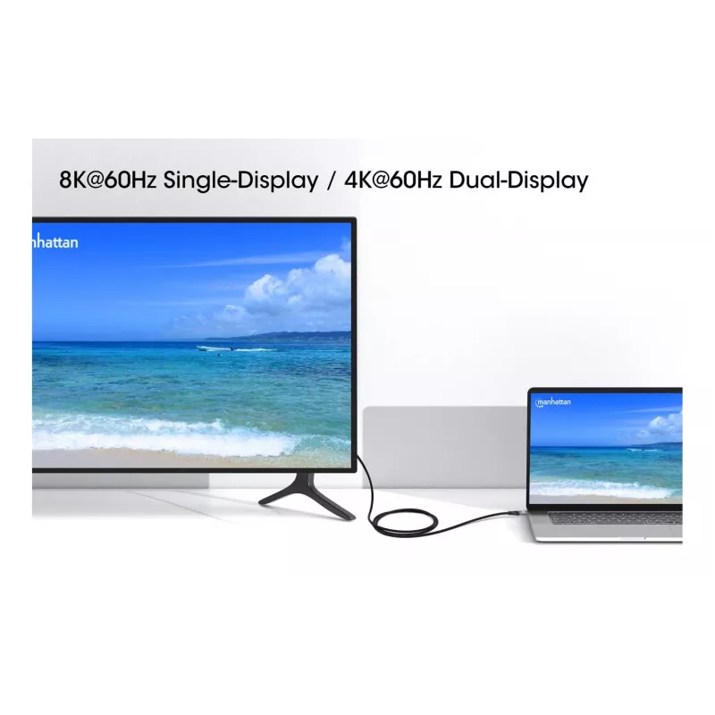 Kabel męski USB-C do męskiego USB-C Manhattan 2m USB4 Gen 3x2 8K 60Hz