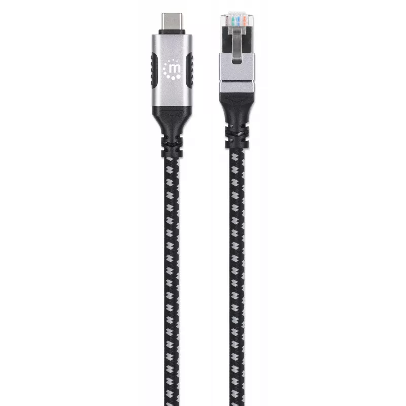 Manhattan USB-C na Gigabitowy Ethernet RJ45 kabel sieciowy 2 m czarny/srebrny