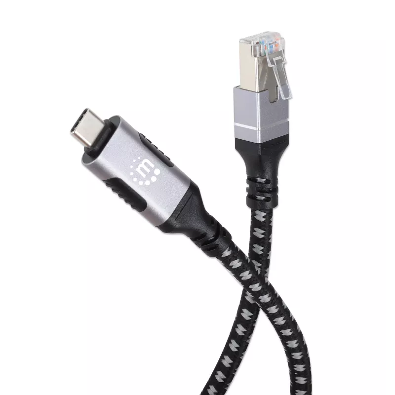 Manhattan USB-C na Gigabitowy Ethernet RJ45 kabel sieciowy 2 m czarny/srebrny