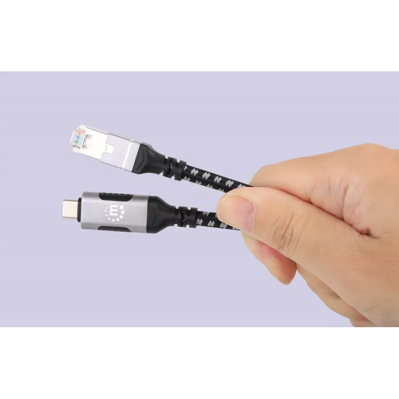 Manhattan USB-C na Gigabitowy Ethernet RJ45 kabel sieciowy 2 m czarny/srebrny