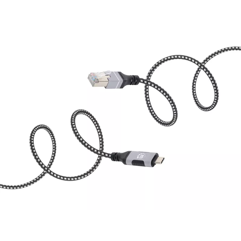 Manhattan USB-C na Gigabitowy Ethernet RJ45 kabel sieciowy 2 m czarny/srebrny