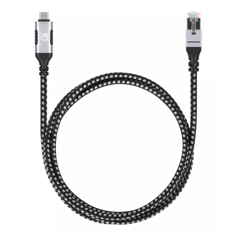 Manhattan USB-C na Gigabitowy Ethernet RJ45 kabel sieciowy 2 m czarny/srebrny