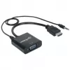 Kabel konwertera Manhattan HDMI na VGA (z audio), 1080p, 30 cm, wtyk na gniazdo, port zasilania Micro-USB do dodatkowego zasilania, jeśli potrzebne, czarny, trzyletnia gwarancja
