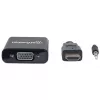 Kabel konwertera Manhattan HDMI na VGA (z audio), 1080p, 30 cm, wtyk na gniazdo, port zasilania Micro-USB do dodatkowego zasilania, jeśli potrzebne, czarny, trzyletnia gwarancja