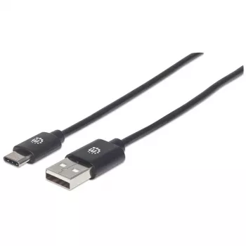 Kabel Manhattan USB-C do USB-A, 1 m, męski do męskiego, czarny, 480 Mbps (USB 2.0), Hi-Speed USB, gwarancja dożywotnia, odpowiednik USB2AC1M