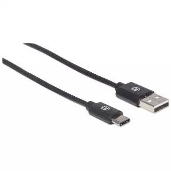 Kabel Manhattan USB-C do USB-A, 1 m, męski do męskiego, czarny, 480 Mbps (USB 2.0), Hi-Speed USB, gwarancja dożywotnia, odpowiednik USB2AC1M