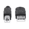 Manhattan Kabel USB-A do USB-B, 5 m, męski do męskiego, 480 Mb/s (USB 2.0), Hi-Speed USB, czarny, dożywotnia gwarancja, odpowiednik USB2HAB5M.