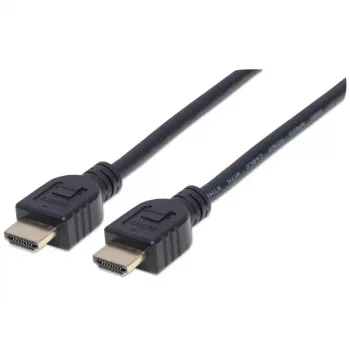Kabel Manhattan HDMI 4K@60Hz z Ethernetem - CL3, 1m, do montażu w ścianie, do wszystkich zastosowań 4K i 1080p/HD - podczas modernizacji lub przygotowany na przyszłość, wtyk męski na wtyk męski, czarny, Ultra HD 4K x 2K, dożywotnia gwarancja, Premium High Speed